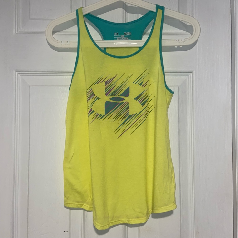 EUC Under Armour girls large loose tank yellow